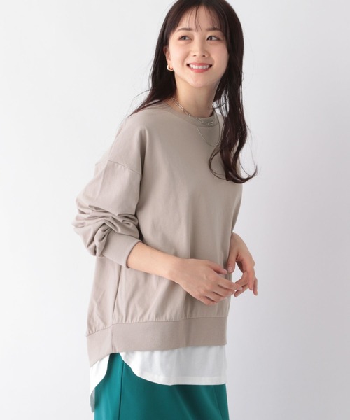 GLOBAL WORK(グローバルワーク)の「フェイクレイヤー長袖/WEB限定/176627(Tシャツ/カットソー・レディース・ブラック/ブルー系その他/モカ/グレイッシュベージュ・MEDIUM/LARGE)」の3枚目の写真
