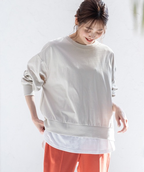 GLOBAL WORK(グローバルワーク)の「フェイクレイヤー長袖/WEB限定/176627(Tシャツ/カットソー・レディース・ブラック/ブルー系その他/モカ/グレイッシュベージュ・MEDIUM/LARGE)」の10枚目の写真