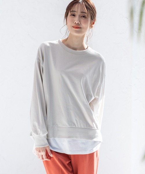 GLOBAL WORK(グローバルワーク)の「フェイクレイヤー長袖/WEB限定/176627(Tシャツ/カットソー・レディース・ブラック/ブルー系その他/モカ/グレイッシュベージュ・MEDIUM/LARGE)」の16枚目の写真