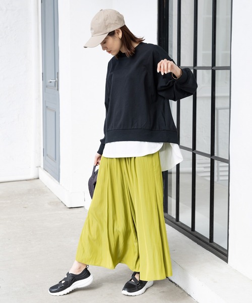 GLOBAL WORK(グローバルワーク)の「フェイクレイヤー長袖/WEB限定/176627(Tシャツ/カットソー・レディース・ブラック/ブルー系その他/モカ/グレイッシュベージュ・MEDIUM/LARGE)」の5枚目の写真