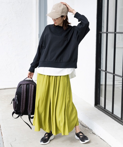GLOBAL WORK(グローバルワーク)の「フェイクレイヤー長袖/WEB限定/176627(Tシャツ/カットソー・レディース・ブラック/ブルー系その他/モカ/グレイッシュベージュ・MEDIUM/LARGE)」の9枚目の写真
