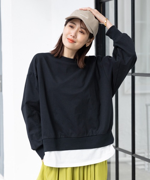 GLOBAL WORK(グローバルワーク)の「フェイクレイヤー長袖/WEB限定/176627(Tシャツ/カットソー・レディース・ブラック/ブルー系その他/モカ/グレイッシュベージュ・MEDIUM/LARGE)」の18枚目の写真