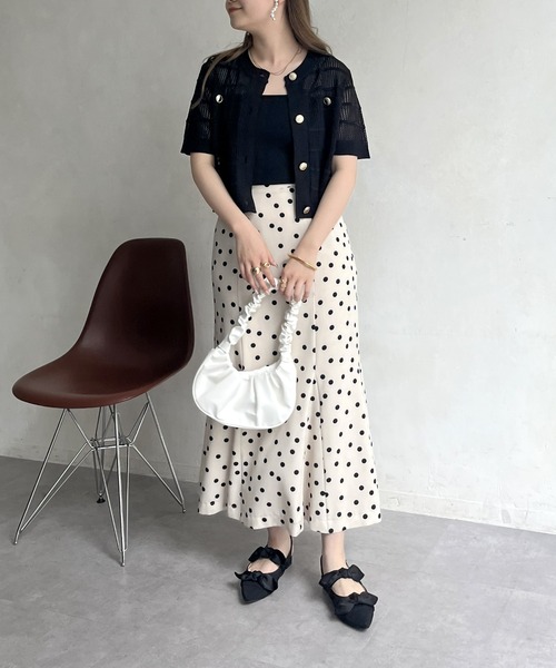 prose verse（プロズヴェール）の「金ボタン半袖メッシュカーディガン（カーディガン/ボレロ・レディース・オフホワイト/ブラック・ﾌﾘ-）」の20枚目の写真