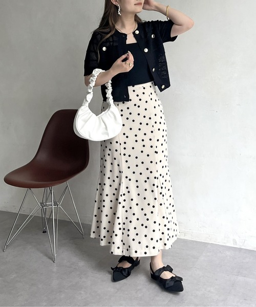 prose verse（プロズヴェール）の「金ボタン半袖メッシュカーディガン（カーディガン/ボレロ・レディース・オフホワイト/ブラック・ﾌﾘ-）」の6枚目の写真