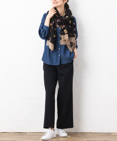 aunt lily（アントリリー）の「デニムパール調釦アクセントシャツジャケット（デニムジャケット・レディース・ブラック/ネイビー・7号/9号/11号/13号/15号）」の10枚目の写真