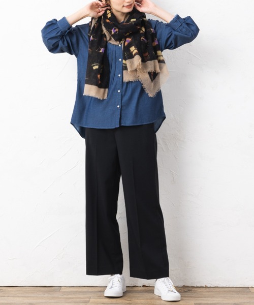 aunt lily（アントリリー）の「デニムパール調釦アクセントシャツジャケット（デニムジャケット・レディース・ブラック/ネイビー・7号/9号/11号/13号/15号）」の9枚目の写真