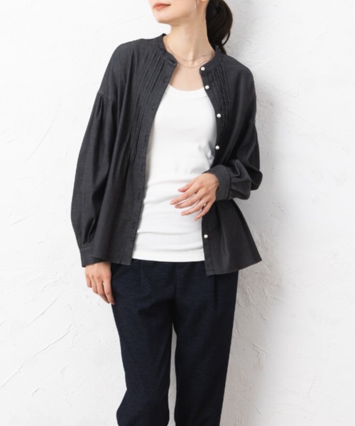 aunt lily（アントリリー）の「デニムパール調釦アクセントシャツジャケット（デニムジャケット・レディース・ブラック/ネイビー・7号/9号/11号/13号/15号）」の3枚目の写真