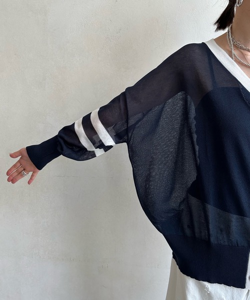 WEB限定】ラインニットカーディガン（カーディガン/ボレロ