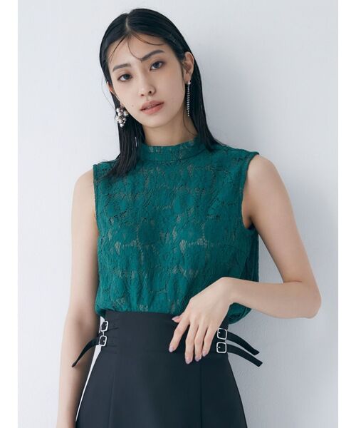 MURUA（ムルーア）の「レースノースリーブトップス（シャツ/ブラウス・レディース・ブラック/グリーン/オレンジ・FREE）」の4枚目の写真