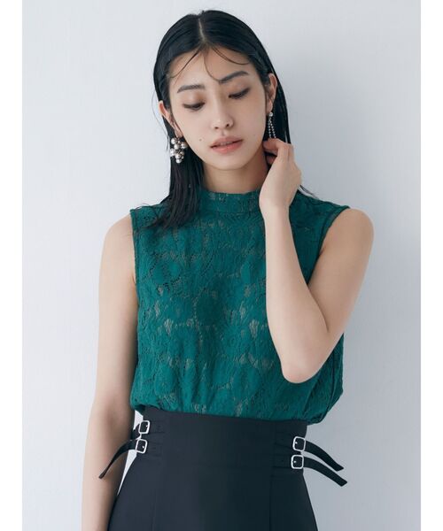 MURUA（ムルーア）の「レースノースリーブトップス（シャツ/ブラウス・レディース・ブラック/グリーン/オレンジ・FREE）」の5枚目の写真