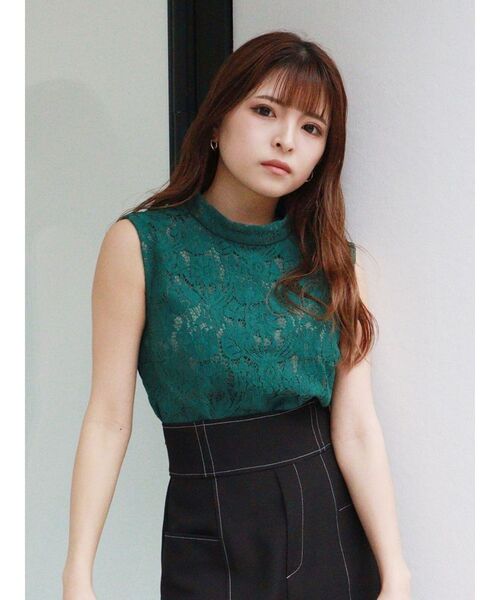 MURUA（ムルーア）の「レースノースリーブトップス（シャツ/ブラウス・レディース・ブラック/グリーン/オレンジ・FREE）」の9枚目の写真