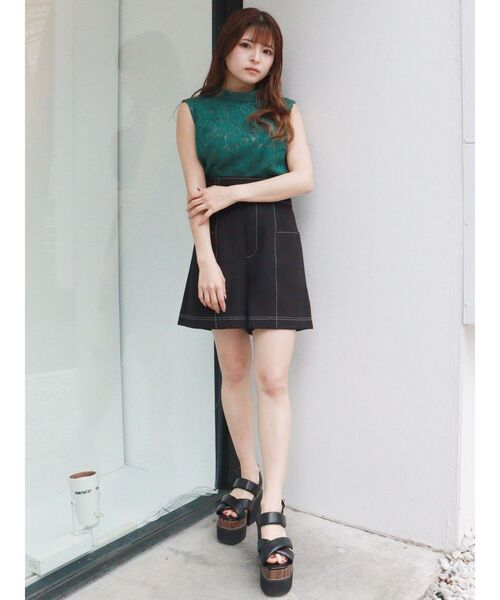 MURUA（ムルーア）の「レースノースリーブトップス（シャツ/ブラウス・レディース・ブラック/グリーン/オレンジ・FREE）」の10枚目の写真