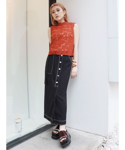 MURUA（ムルーア）の「レースノースリーブトップス（シャツ/ブラウス・レディース・ブラック/グリーン/オレンジ・FREE）」の13枚目の写真