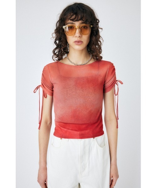 MOUSSY(マウジー)の「OMBRE SHEER SHRRING トップス(Tシャツ/カットソー・レディース・オレンジ/レッド/ブルー・FREE)」の12枚目の写真