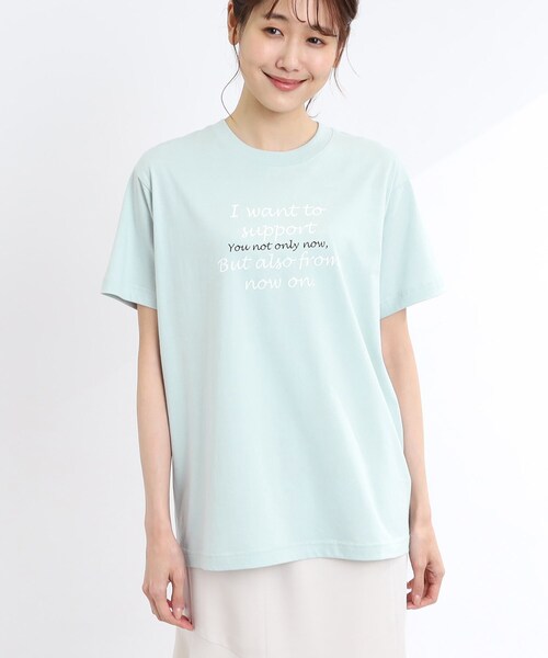 Reflect(リフレクト)の「【WORLD for the World/洗える】ロゴプリントTシャツ(Tシャツ/カットソー・レディース・ライトグリーン・09)」の11枚目の写真