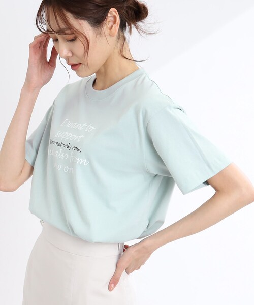 Reflect(リフレクト)の「【WORLD for the World/洗える】ロゴプリントTシャツ(Tシャツ/カットソー・レディース・ライトグリーン・09)」の10枚目の写真
