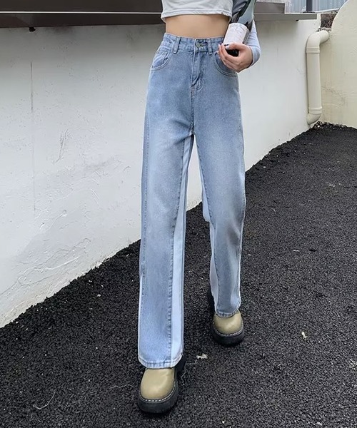 GLAMOROUS JANE(グラマラスジェーン)の「バイカラーストレートデニムパンツ(デニムパンツ・レディース・ブルー・S/M/L)」の5枚目の写真