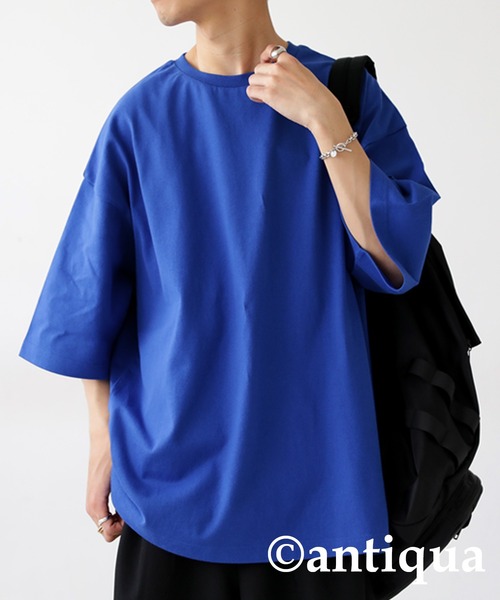 antiqua（アンティカ）の「綿100%バスク生地シンプルTシャツ（Tシャツ/カットソー・レディース・ホワイト/ブルー/ブラック/レッド/グリーン/コバルトブルー・M/L/L/XL）」の17枚目の写真