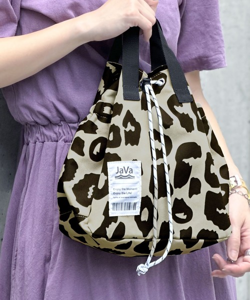 《JaVaジャバコラボ》お洒落映え。ジャガードテープ２WAY巾着バッグ