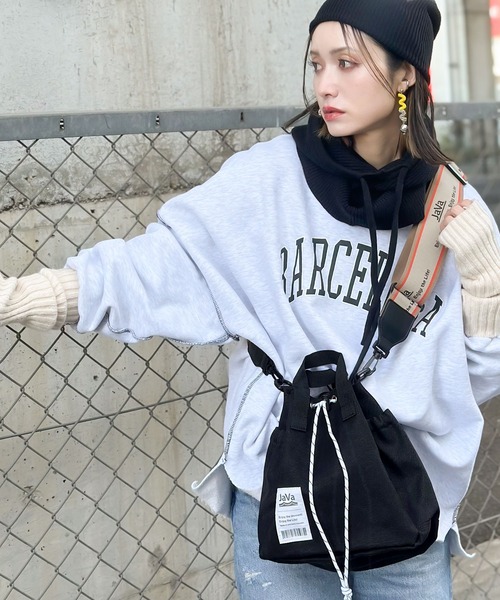 Java（ジャバ）の「《JaVa ジャバコラボ》お洒落映え。ジャガードテープ２WAY巾着バッグ（ショルダーバッグ・レディース・ブラック/ベージュ/レオパード/アイボリー/シルバー・ONE SIZE）」の17枚目の写真