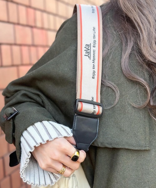 Java（ジャバ）の「《JaVa ジャバコラボ》お洒落映え。ジャガードテープ２WAY巾着バッグ（ショルダーバッグ・レディース・ブラック/ベージュ/レオパード/アイボリー/シルバー・ONE SIZE）」の11枚目の写真