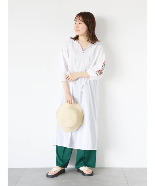 ehka sopo（エヘカソポ）の「インド刺繍ワンピース（ワンピース・レディース・ブラック/グリーン/オフホワイト・F）」の8枚目の写真