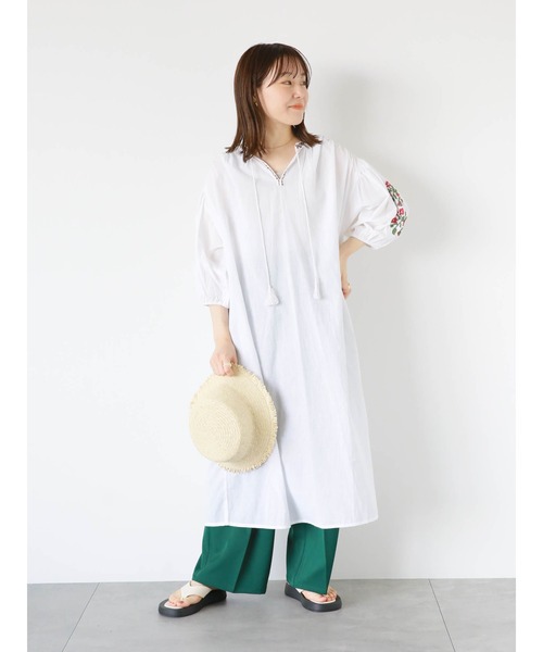 ehka sopo（エヘカソポ）の「インド刺繍ワンピース（ワンピース・レディース・ブラック/グリーン/オフホワイト・F）」の9枚目の写真