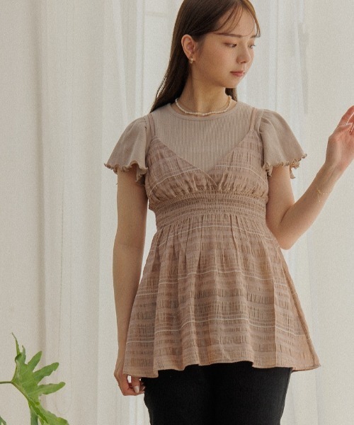 flower(フラワー)の「カシュクールシアービスチェ(キャミソール・レディース・ベージュ/ピンク・FREE)」の2枚目の写真