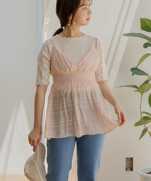 flower(フラワー)の「カシュクールシアービスチェ(キャミソール・レディース・ベージュ/ピンク・FREE)」の6枚目の写真