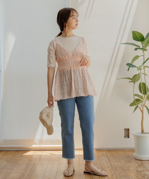 flower(フラワー)の「カシュクールシアービスチェ(キャミソール・レディース・ベージュ/ピンク・FREE)」の7枚目の写真