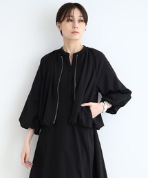 INDIVI | 【SETUP可能/パフスリーブ】サッカーチェックブラウスブルゾン(ブルゾン)