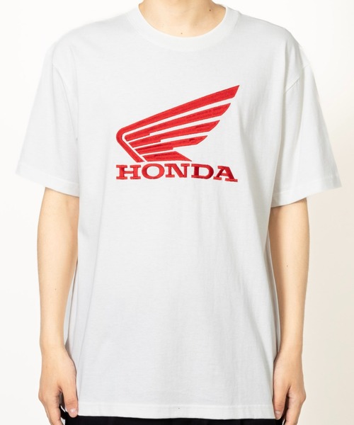 90s HONDAコレクション　ビンテージ半袖シャツ　刺繍ロゴ　ホワイト 90s HONDAコレクション ビンテージ半袖シャツ 刺繍ロゴ ホワイト
