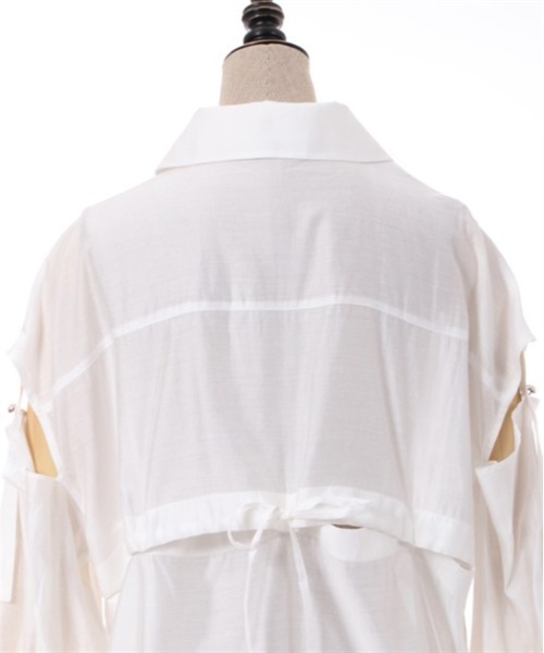 axes femme POETIQUE(アクシーズファムポエティック)の「ギミックデザインシアーシャツ(シャツ/ブラウス・レディース・グレー/ブラック/キナリ・MEDIUM)」の12枚目の写真