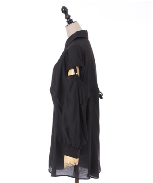 axes femme POETIQUE(アクシーズファムポエティック)の「ギミックデザインシアーシャツ(シャツ/ブラウス・レディース・グレー/ブラック/キナリ・MEDIUM)」の15枚目の写真