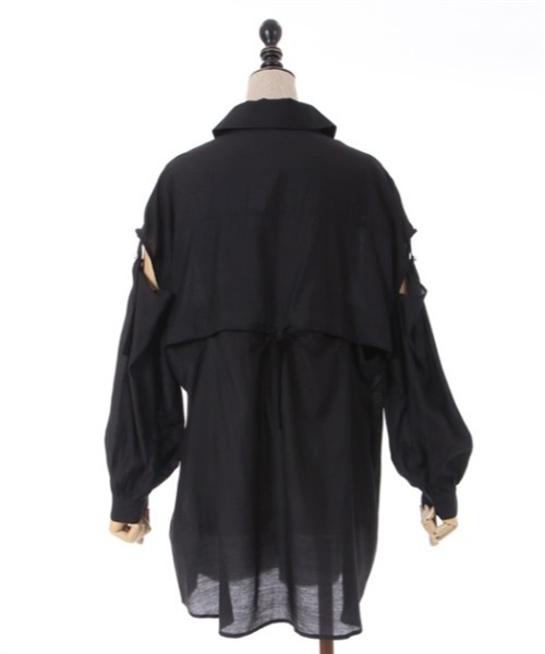axes femme POETIQUE(アクシーズファムポエティック)の「ギミックデザインシアーシャツ(シャツ/ブラウス・レディース・グレー/ブラック/キナリ・MEDIUM)」の16枚目の写真