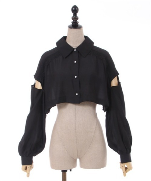 axes femme POETIQUE(アクシーズファムポエティック)の「ギミックデザインシアーシャツ(シャツ/ブラウス・レディース・グレー/ブラック/キナリ・MEDIUM)」の19枚目の写真