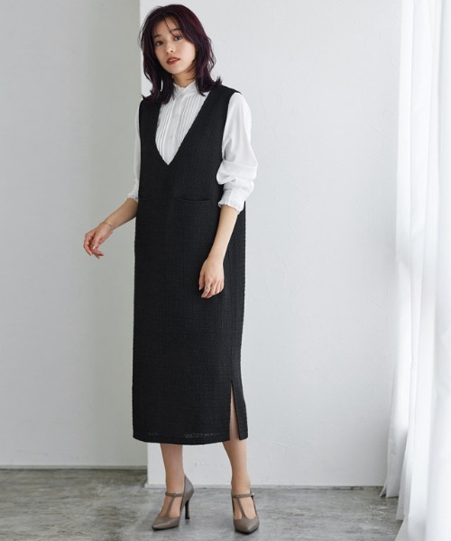 Pierrot（ピエロ）の「2wayツイードジャンパースカート（ジャンパースカート・レディース・ブラック/オフホワイト・L/PM/M）」の20枚目の写真