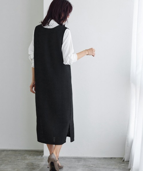 Pierrot（ピエロ）の「2wayツイードジャンパースカート（ジャンパースカート・レディース・ブラック/オフホワイト・L/PM/M）」の10枚目の写真