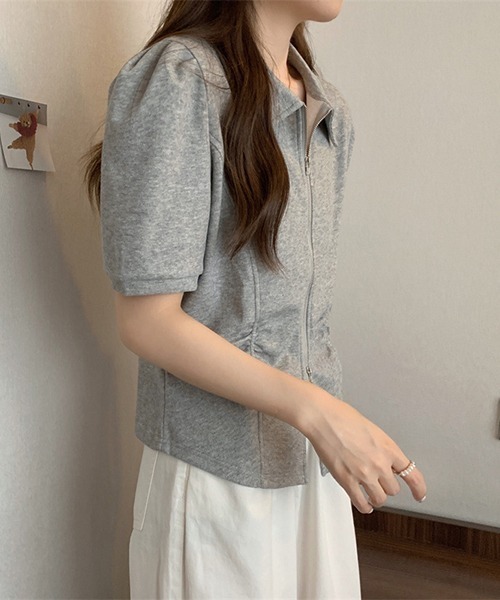 gossip!ロサンゼルス(ゴシップロサンゼルス)の「YUGA ダブルジッパー ショートトップス(シャツ/ブラウス・レディース・ブラック/グレー・FREE)」の15枚目の写真