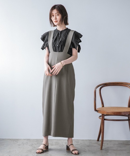 H.TOKYO（エイチトウキョウ）の「ジャンパースカート（ジャンパースカート・レディース・グレー/オフホワイト・FREE）」の2枚目の写真