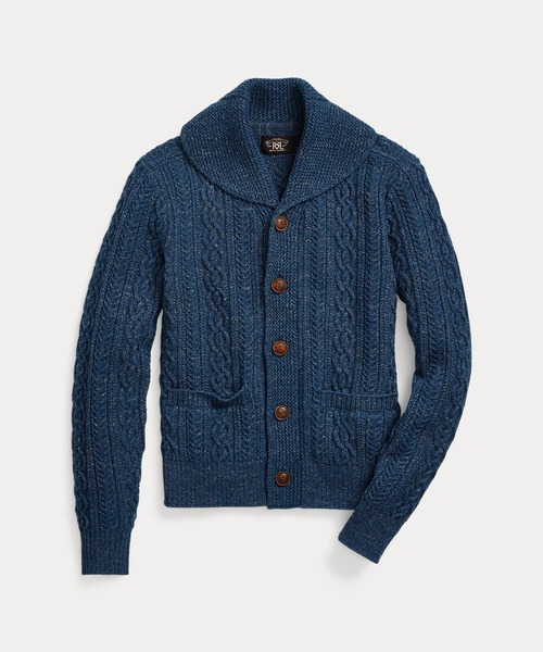 RRL(ダブル アール エル)の「ケーブル コットンウール ショール カーディガン(カーディガン/ボレロ・レディース・ネイビー系1・1/2/3/4/5)」の8枚目の写真
