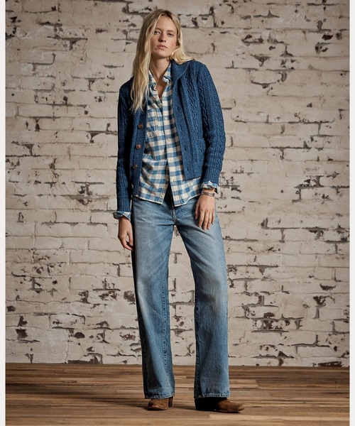 RRL(ダブル アール エル)の「ケーブル コットンウール ショール カーディガン(カーディガン/ボレロ・レディース・ネイビー系1・1/2/3/4/5)」の6枚目の写真