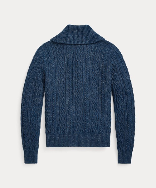 RRL(ダブル アール エル)の「ケーブル コットンウール ショール カーディガン(カーディガン/ボレロ・レディース・ネイビー系1・1/2/3/4/5)」の4枚目の写真