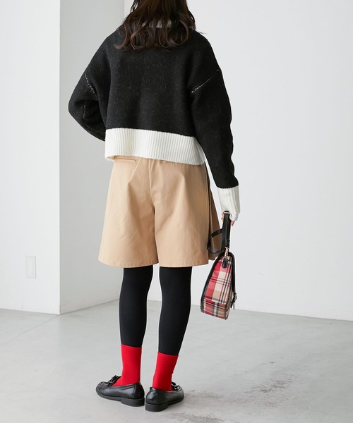 BONLECILL(ボンルシール)の「フレンチロゴジャガードクロップドニットプルオーバー(ニット/セーター・レディース・ネイビー/ブラック/ブラウン/グレー/アイボリー・FREE)」の17枚目の写真