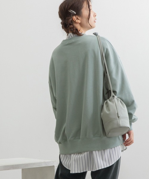 POU DOU DOU(プードゥドゥ)の「とり刺繍裏毛ビックトレーナー(スウェット・レディース・ミント/アイボリー/グレー系その他・3)」の7枚目の写真