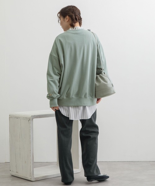 POU DOU DOU(プードゥドゥ)の「とり刺繍裏毛ビックトレーナー(スウェット・レディース・ミント/アイボリー/グレー系その他・3)」の10枚目の写真