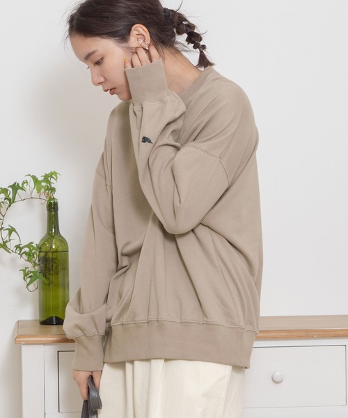 POU DOU DOU(プードゥドゥ)の「とり刺繍裏毛ビックトレーナー(スウェット・レディース・ミント/アイボリー/グレー系その他・3)」の12枚目の写真