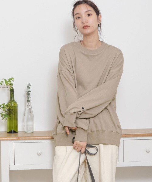 POU DOU DOU(プードゥドゥ)の「とり刺繍裏毛ビックトレーナー(スウェット・レディース・ミント/アイボリー/グレー系その他・3)」の15枚目の写真