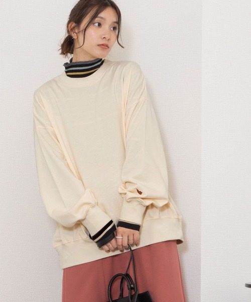 POU DOU DOU(プードゥドゥ)の「とり刺繍裏毛ビックトレーナー(スウェット・レディース・ミント/アイボリー/グレー系その他・3)」の21枚目の写真