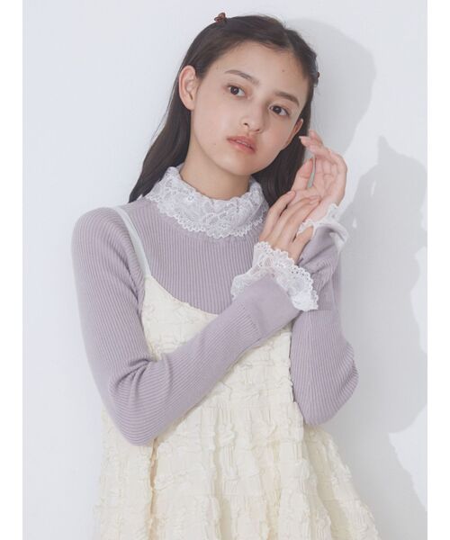 merry jenny（メリージェニー）の「レースリブニット（ニット/セーター・レディース・ブラック/ラベンダー/アイボリー・FREE）」の11枚目の写真